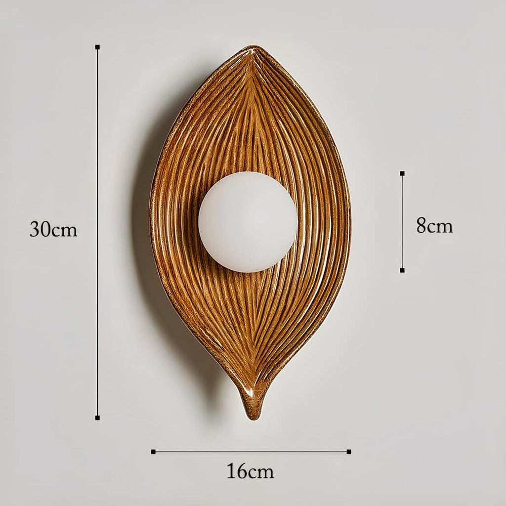 Applique murale en résine au design moderne de feuille marron